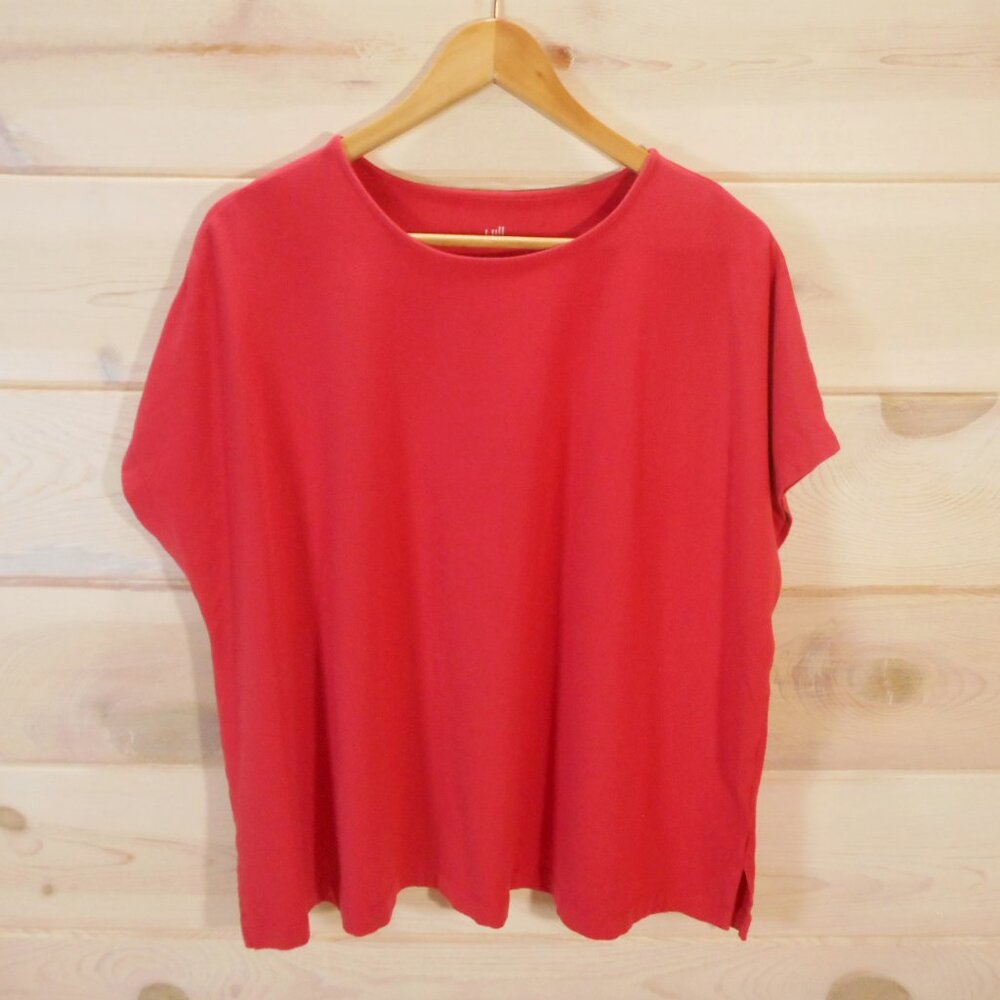 J Jill Womens Plus Size 2X Luxe Supima Relaxed Tee Stretch Casual Shirt